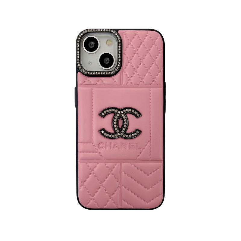 LUXURY LEATHER CC PHONE CASE WITH DIAMOND