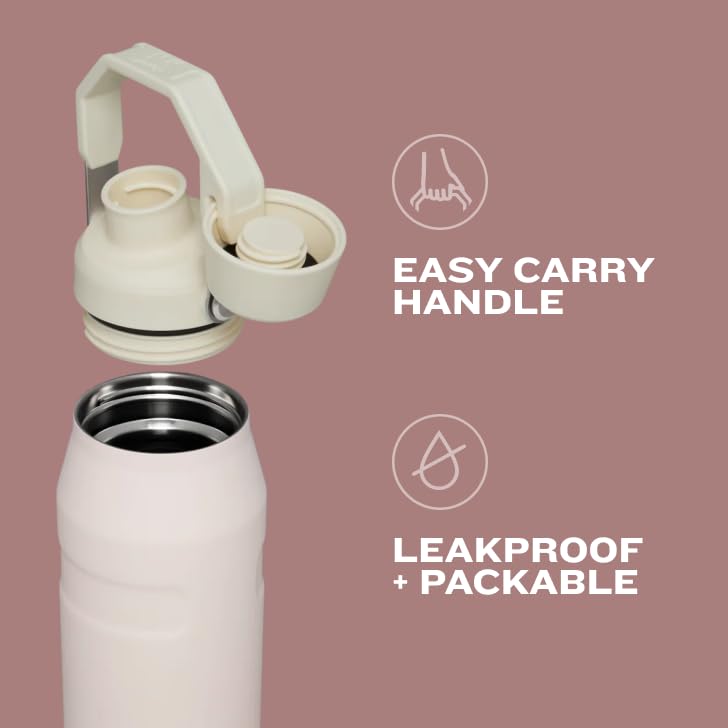 Stanley IceFlow Fast Flow Water Bottle 24 oz | Angled Spout Lid | Lightweight and Leakproof for Travel and Sports | Insulated Stainless Steel | BPA-Free | Rose Quartz