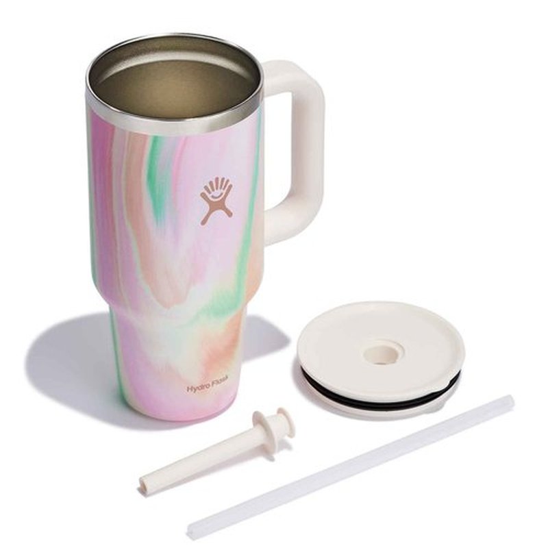 Hydro Flask 32 Oz Travel Tumbler with Handle, Lid and Straw - Insulated Stainless Steel in 32 Oz Sugar Crush