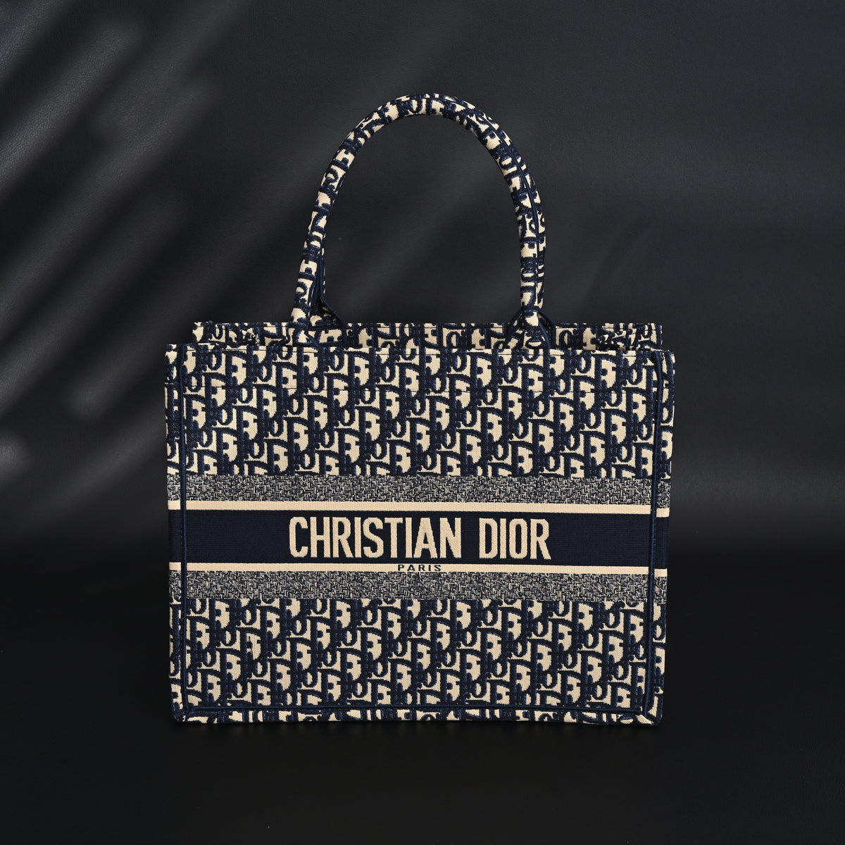 Christian Dior Large Book Tote – Blue Oblique Embroidery