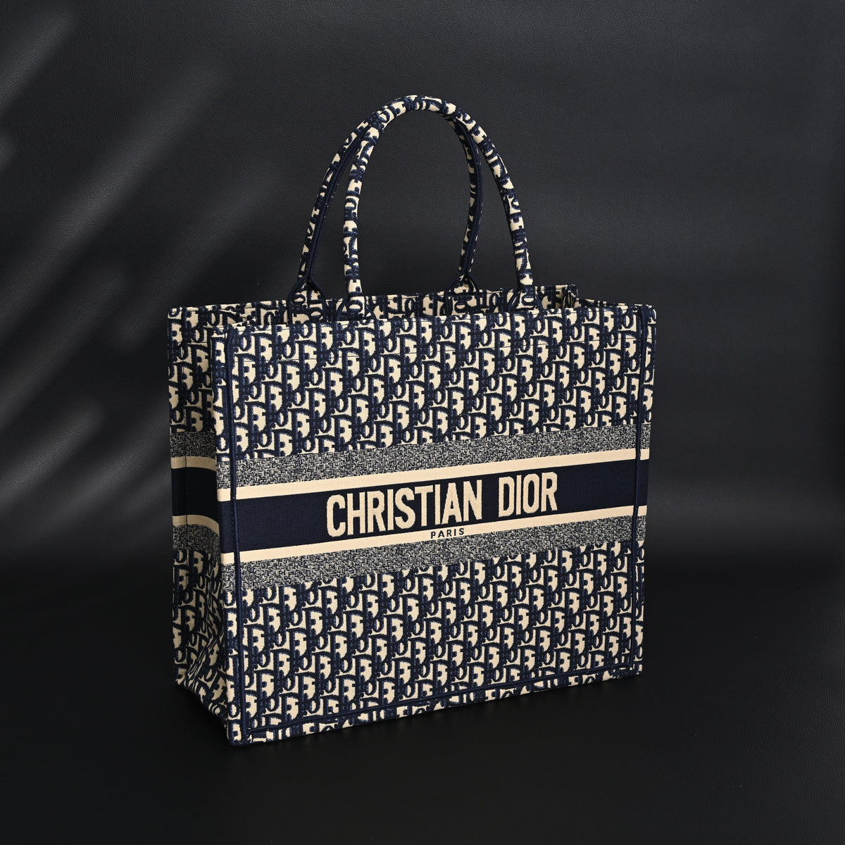 Christian Dior Large Book Tote – Blue Oblique Embroidery