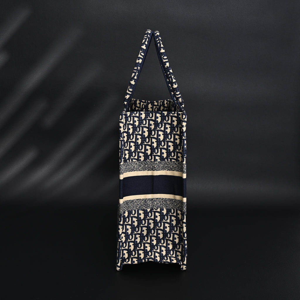 Christian Dior Large Book Tote – Blue Oblique Embroidery