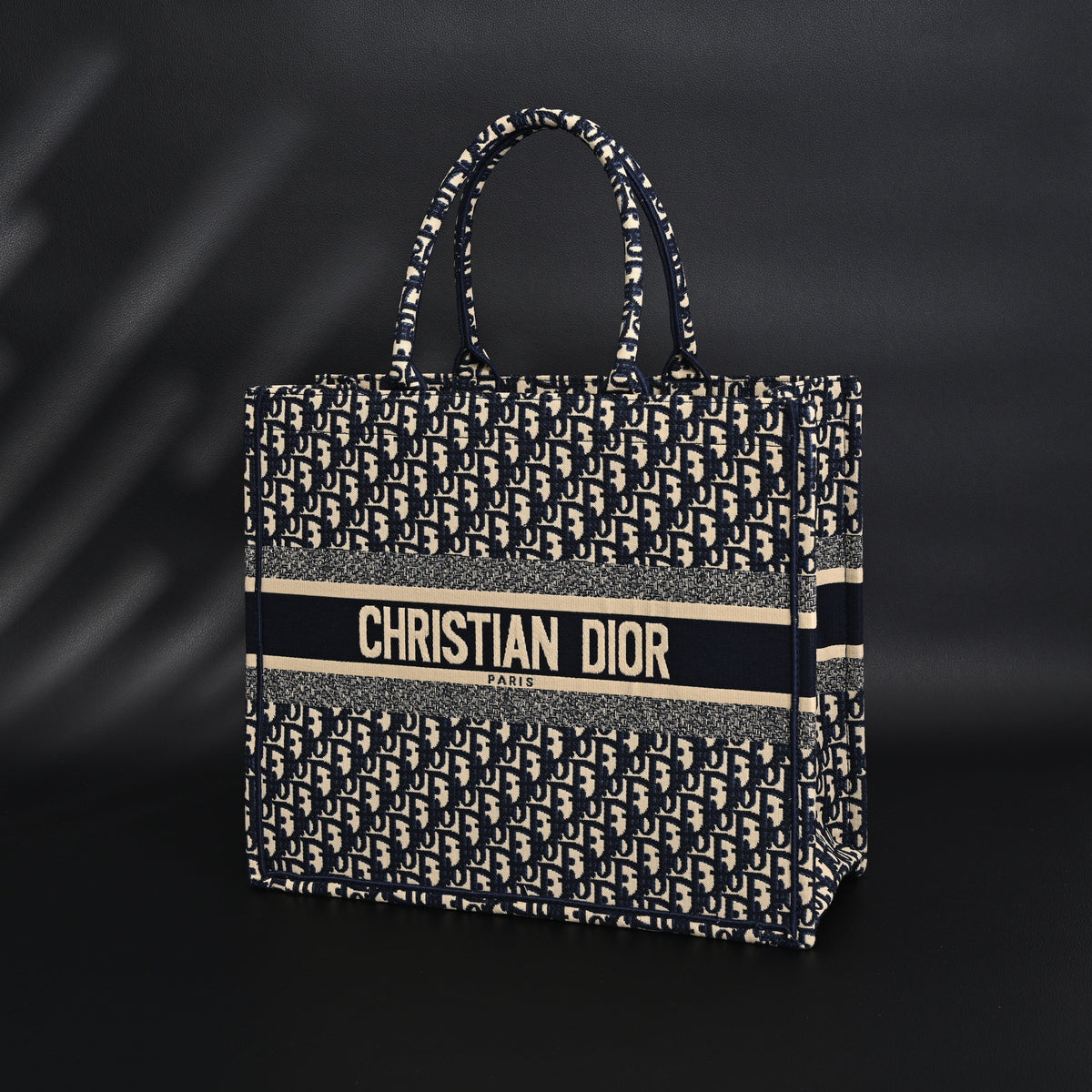 Christian Dior Large Book Tote – Blue Oblique Embroidery