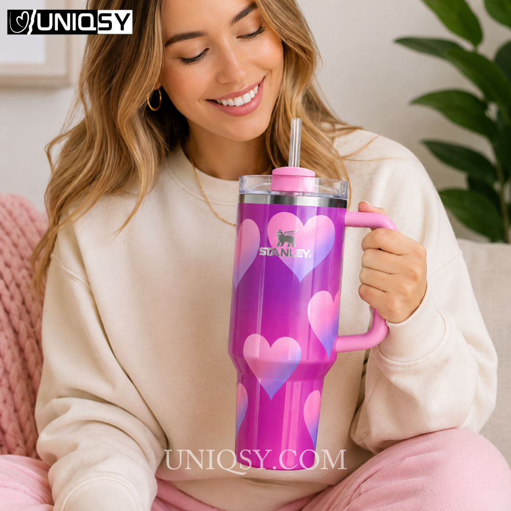 Stanley Powder Pink Heart Gradient Tumbler 40 OZ - Limited Edition