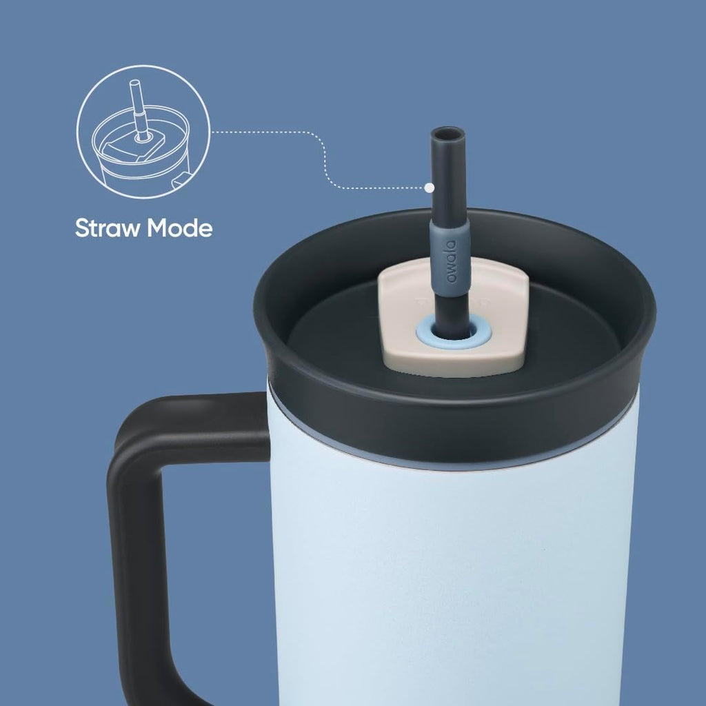 Owala 40oz Stainless Steel Tumbler – The Great Blue | Spill-Resistant Lid, Removable Straw & Carry Handle